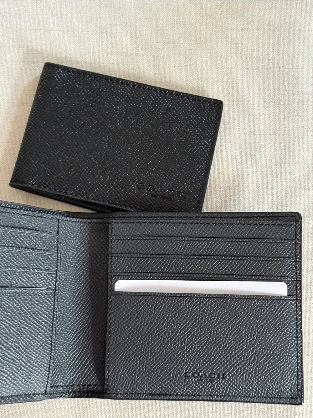 Coach Black Textured Leather Bi-Fold Card & Key Holder - Picture 6 of 10